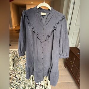 Universal Thread Navy Ruffle-Trim Button Front Dress